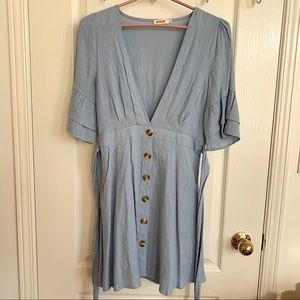Honey Boutique Essue Blue Dress with Buttons Small